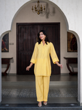 Butter Yellow Silk Kurta With Pocket