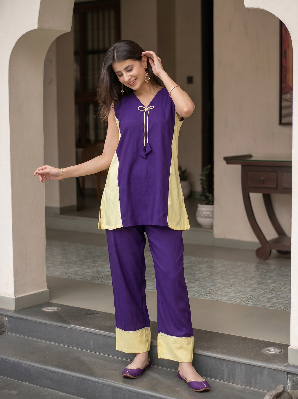 Purple and Butter Yellow With Pocket