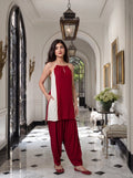 Red and off White co-ord Set with Pocket